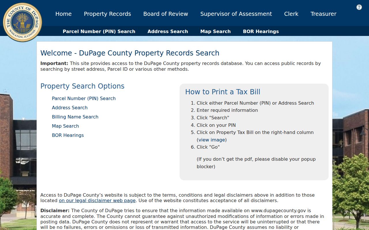 Bartlett street directory DuPage property lookup
